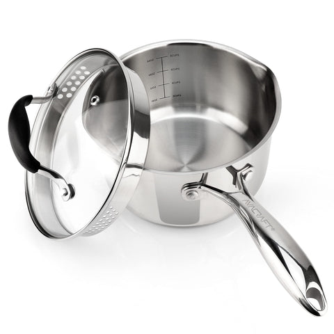 AVACRAFT saucepan front view showing lid and sleek exterior finish for stylish kitchens
