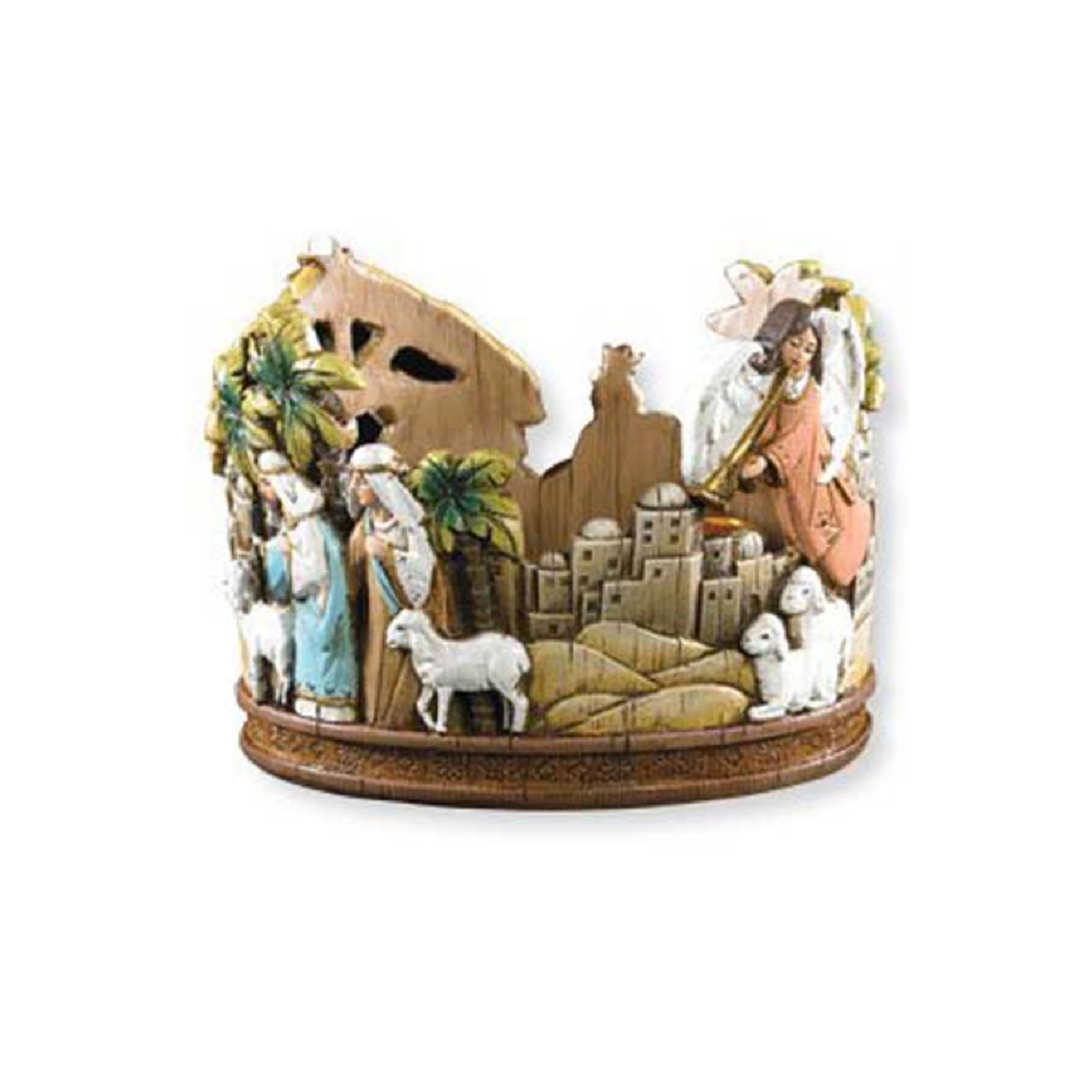 Avalon Gallery closeup nativity detail highlights hand-painted figures and textured resin finish