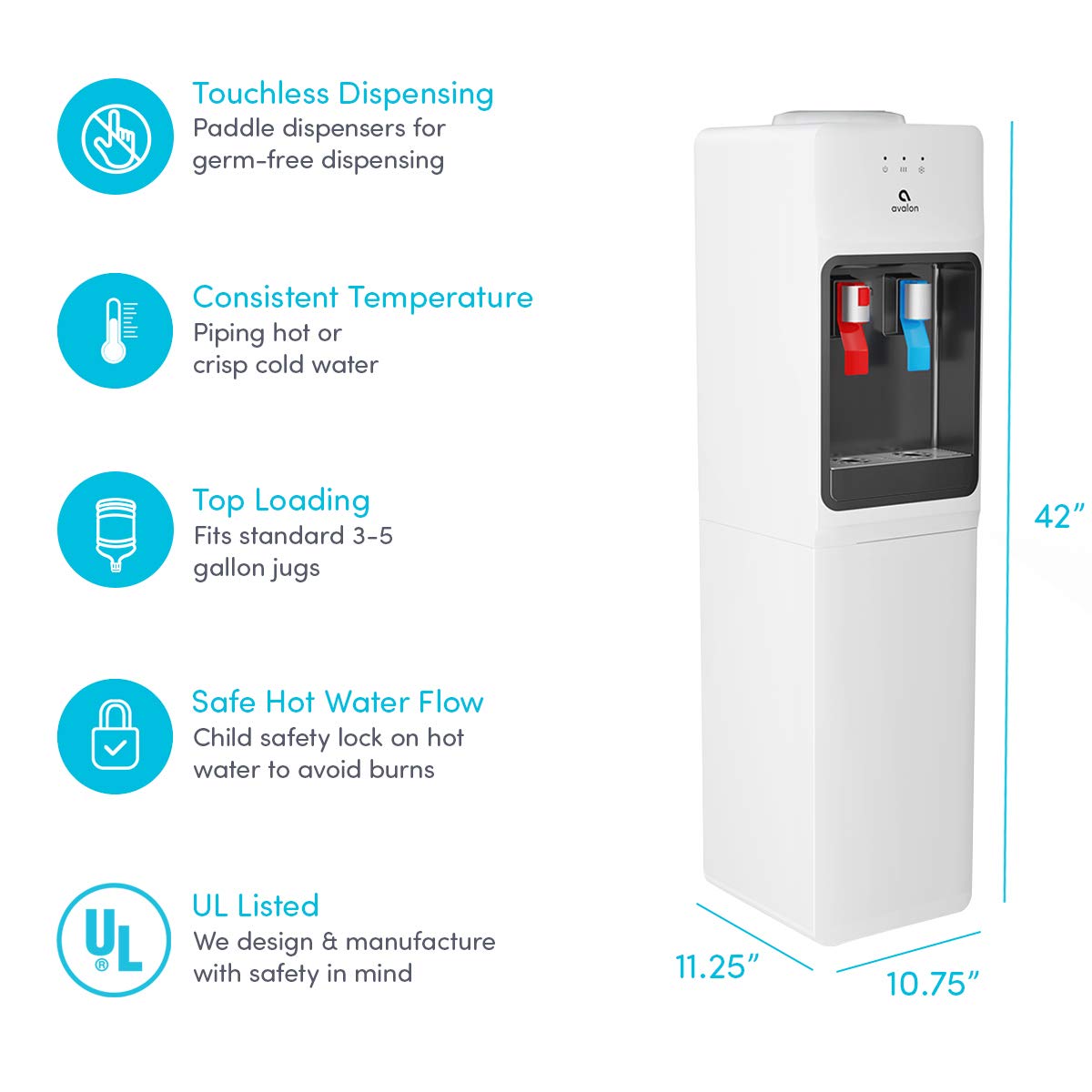 Avalon hot faucet with child safety lock for safer hot water use