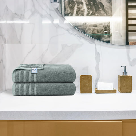 Avalon Towels in use after shower showing strong absorbency