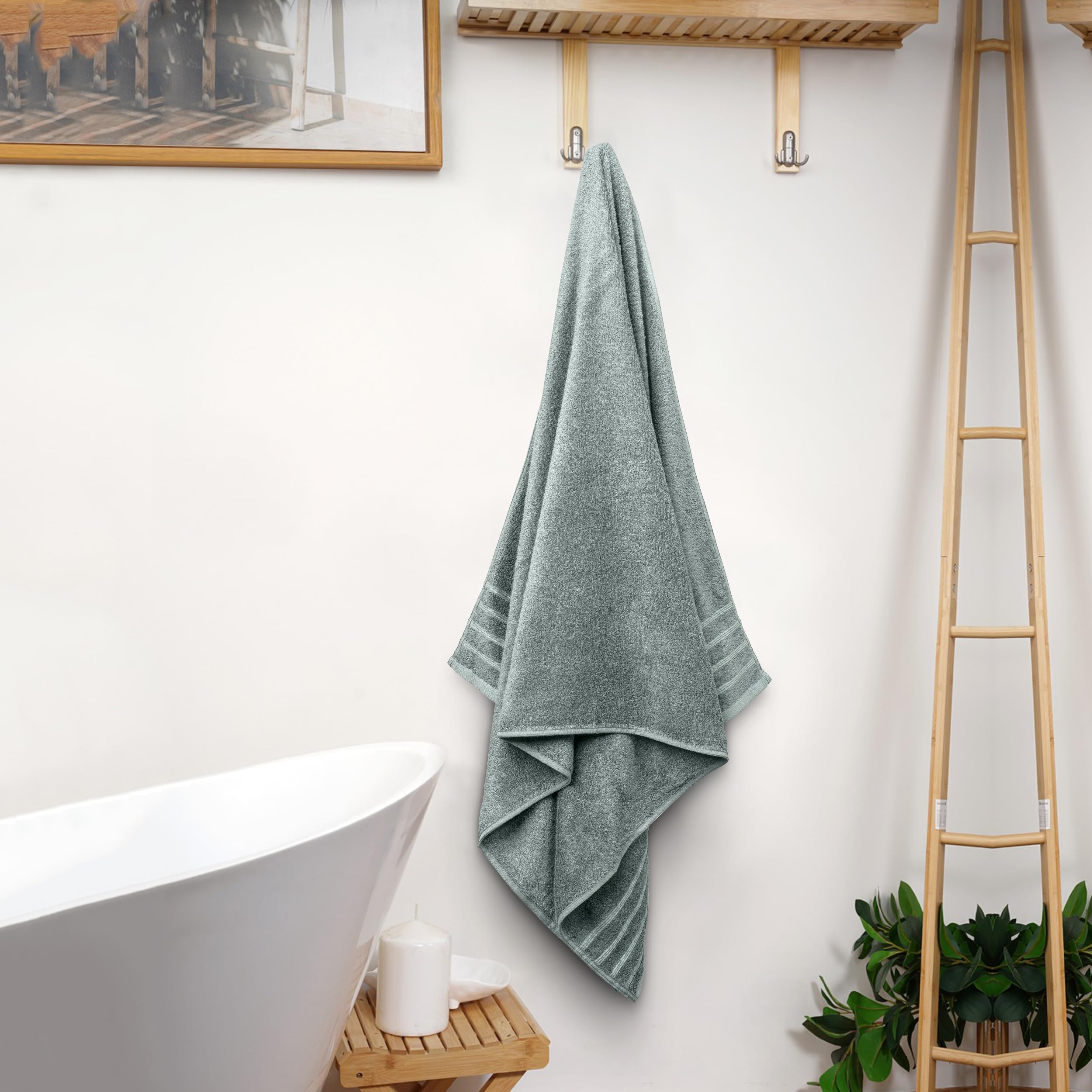 Avalon Towels size comparison with ruler demonstrating 30x60 inches