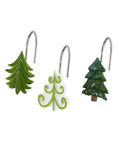 Avanti Linens front view of three tree hooks showing festive detail and easy installation