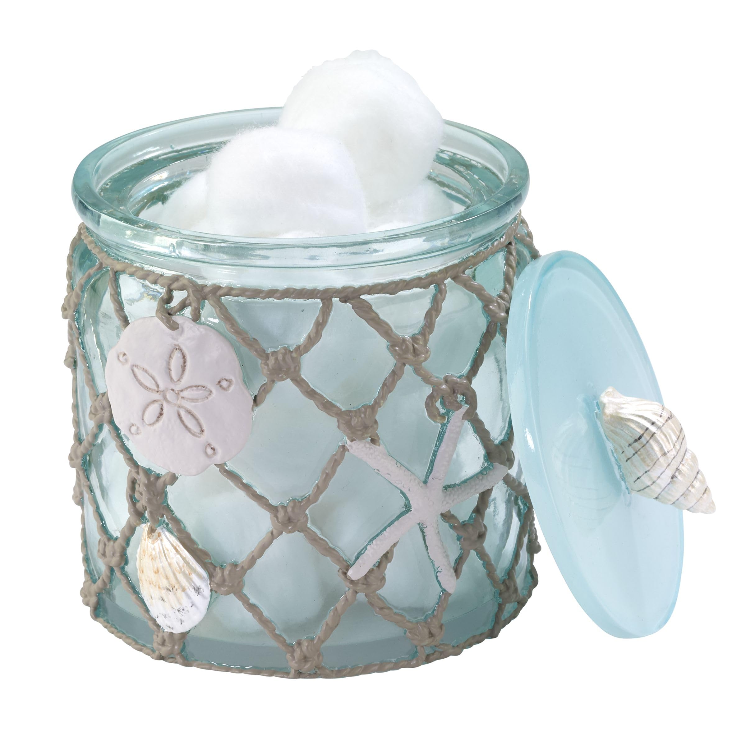 Avanti Linens close-up of hand-painted rope and shell details highlighting craftsmanship