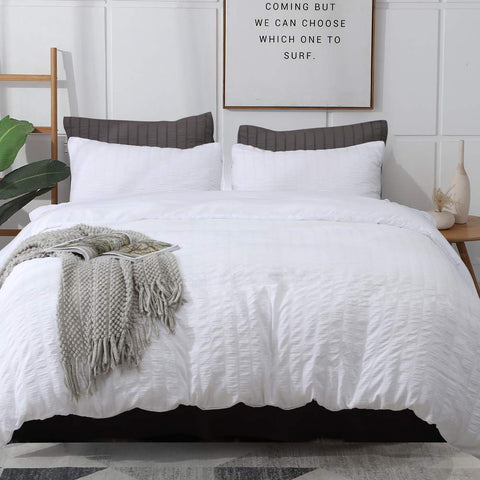 AveLom front view of white duvet cover set showing clean styling and easy care benefit