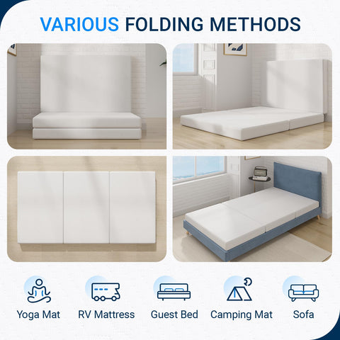 Avenco folded compact storage beside sofa demonstrating space-saving portability