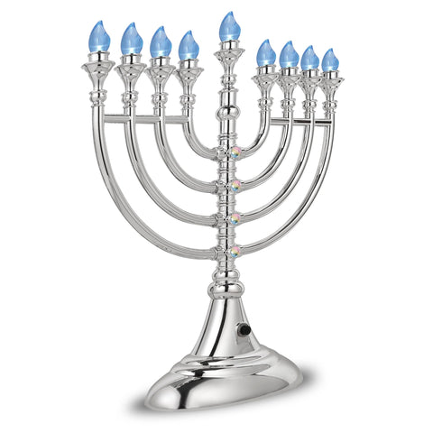 Aviv Judaica close-up of flame-shaped LED bulbs providing realistic, maintenance-free glow