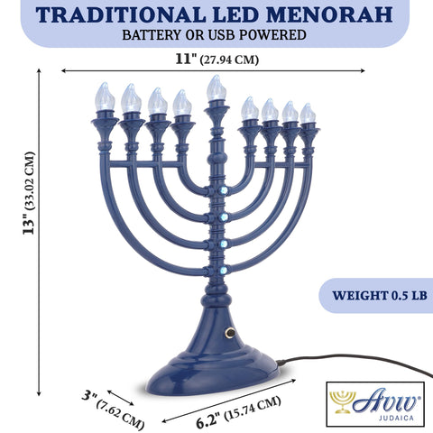 Aviv Judaica close-up of molded LED flame bulbs highlighting realistic look and maintenance-free LEDs