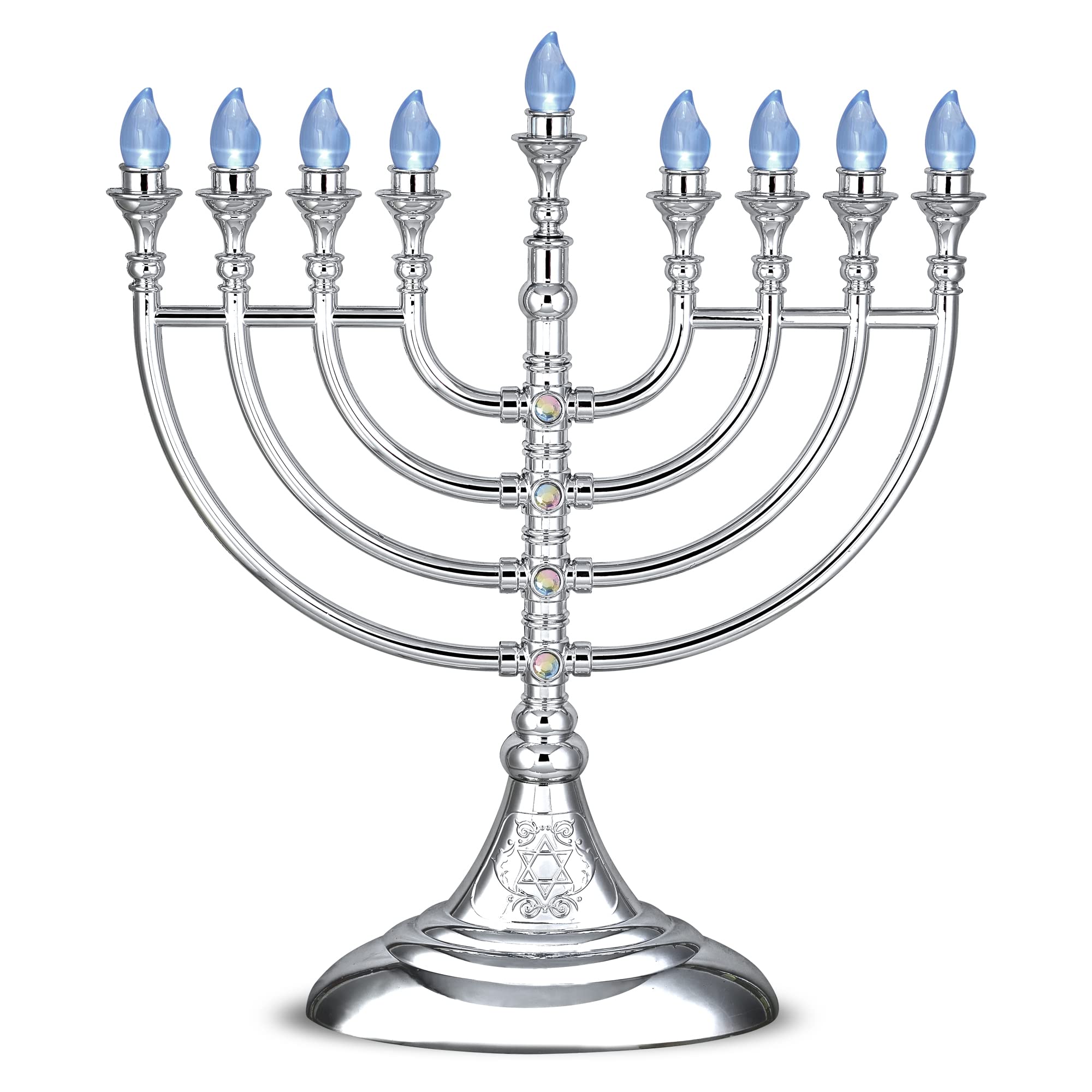Aviv Judaica placed on mantel for scale and easy home display during Hanukkah