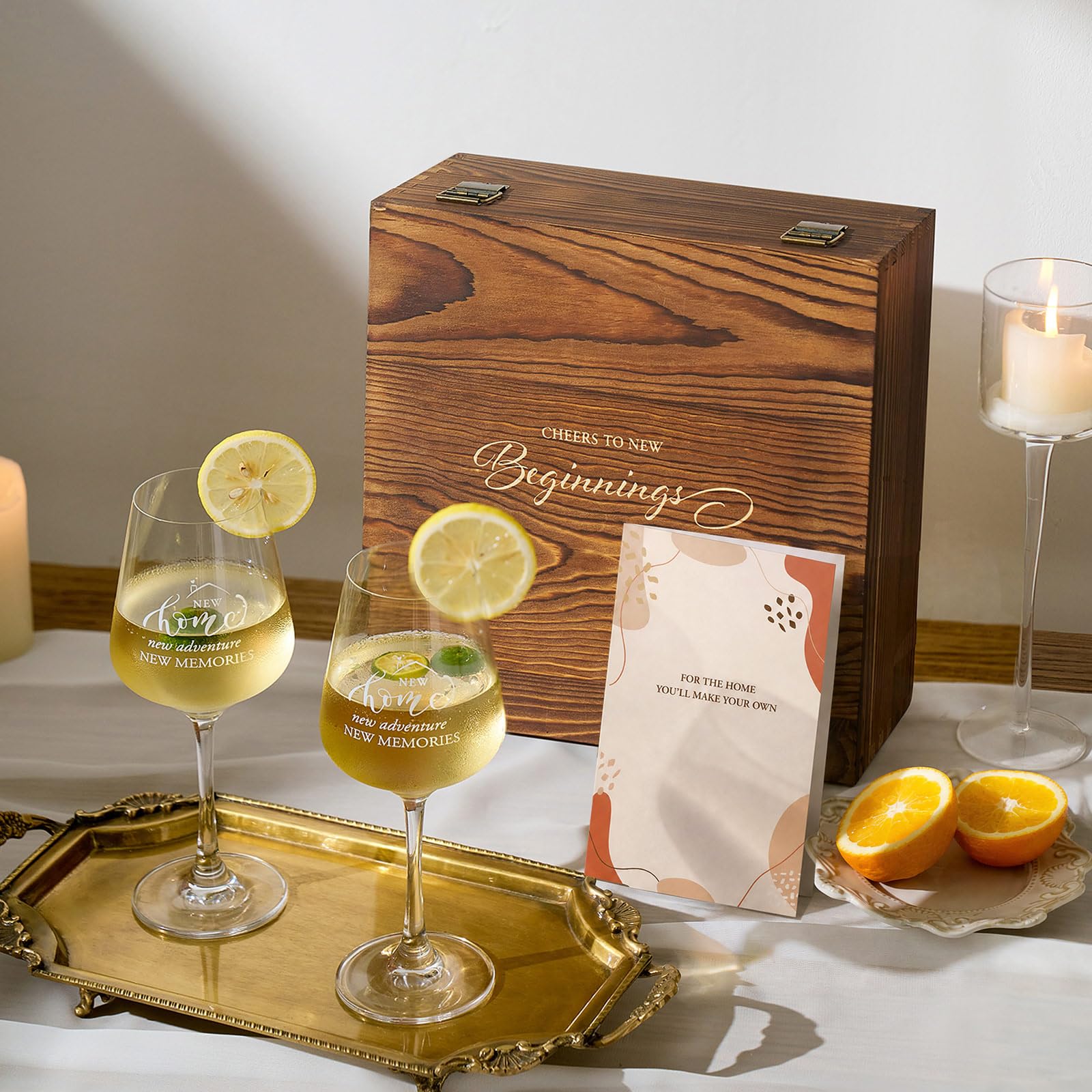 AW BRIDAL two glasses held to show size and balance for easy pouring benefit
