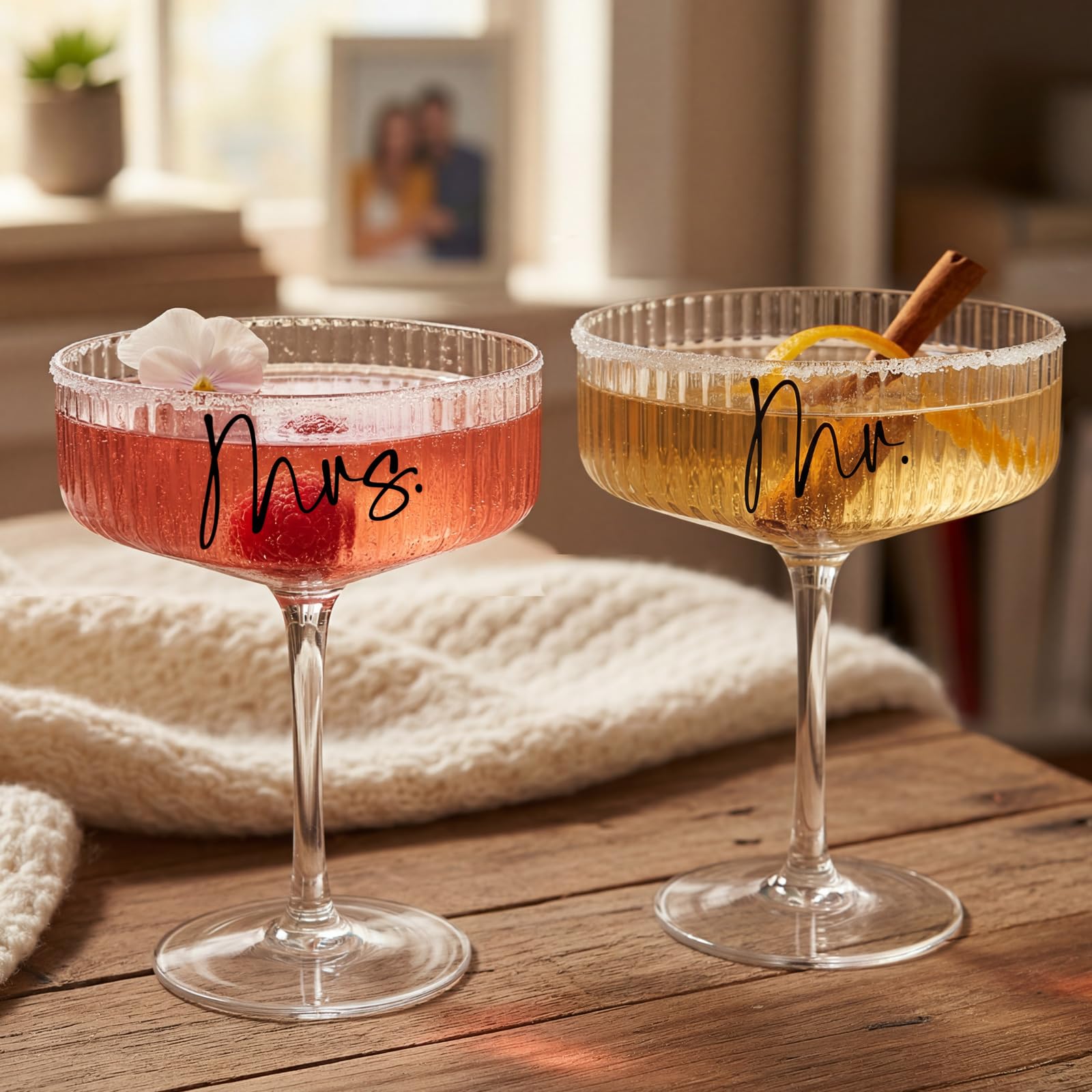 AW BRIDAL glasses beside a ruler to show 8.5oz scale benefit