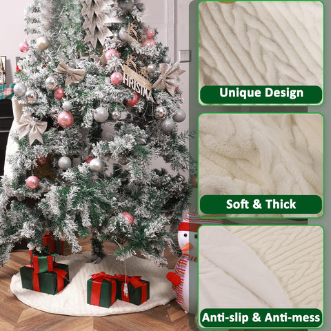 AWISUK tree skirt installed under decorated tree improving tidy presentation
