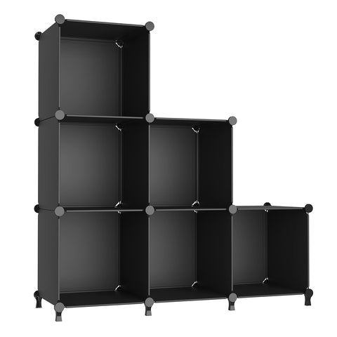 AWTATOS front view of 6-cube black organizer showing clean storage benefit