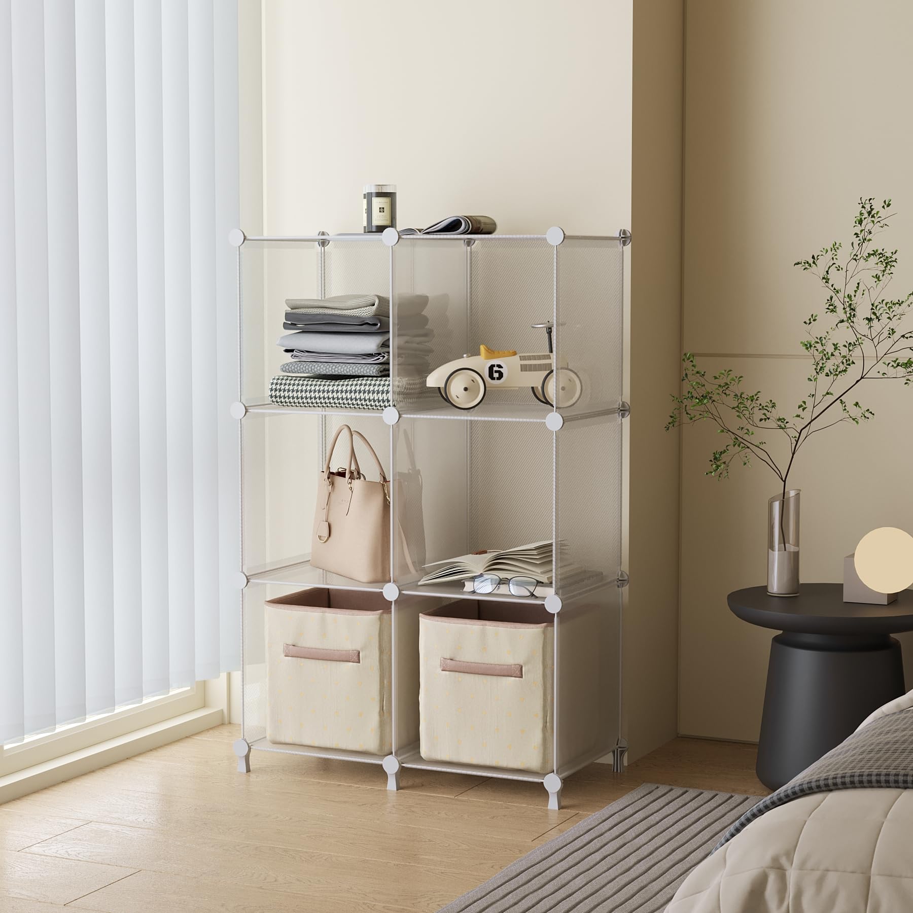 AWTATOS assembled in a closet demonstrating space-saving organization