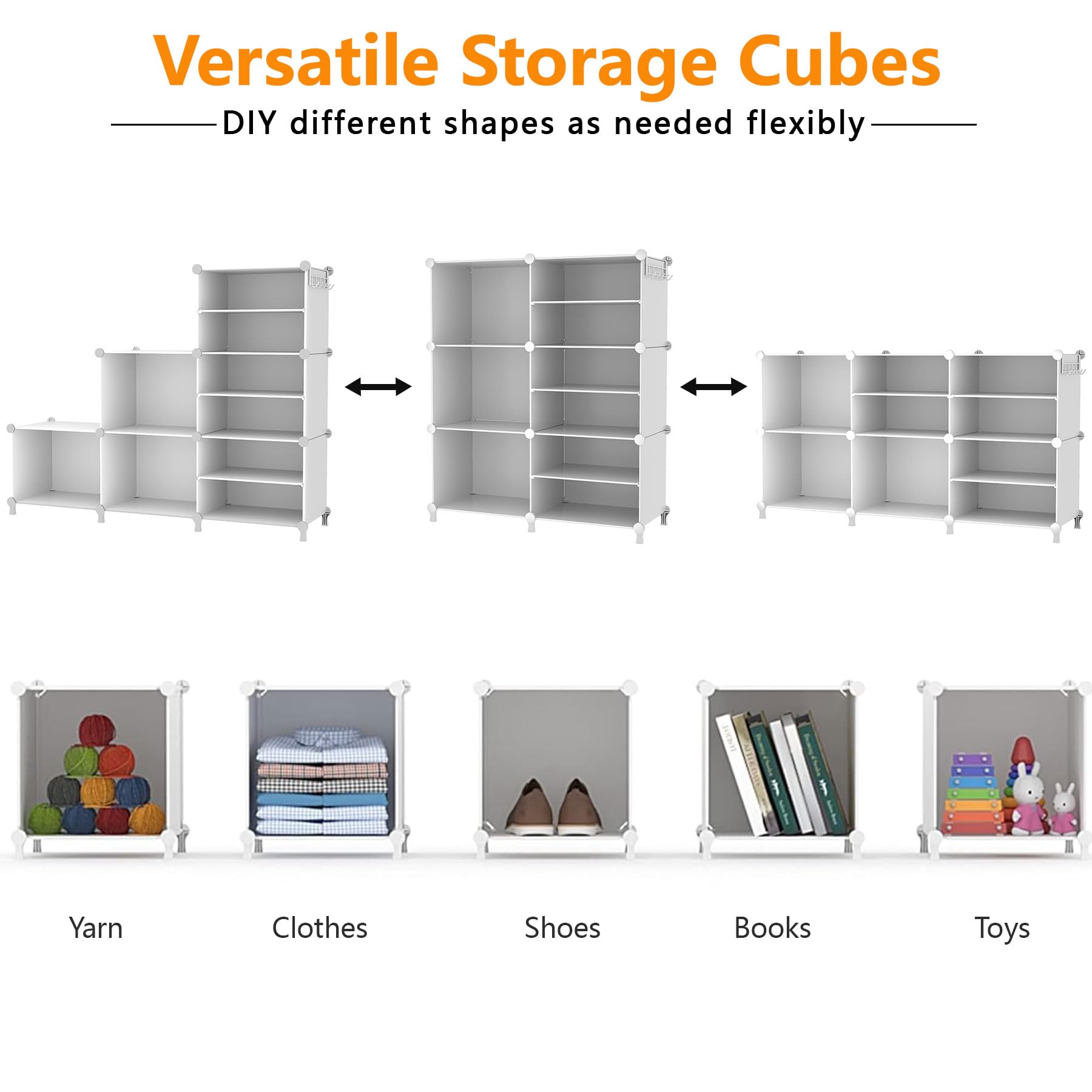 AWTATOS cubes filled with folded clothes illustrating organized storage and visibility benefit