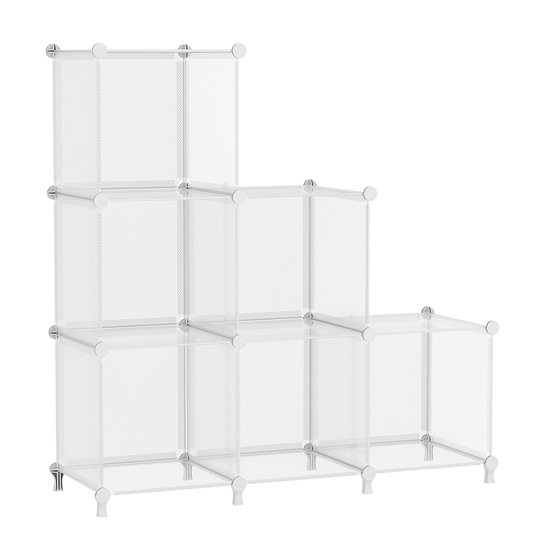 AWTATOS front view of clear 6-cube shelf showing organized storage benefit