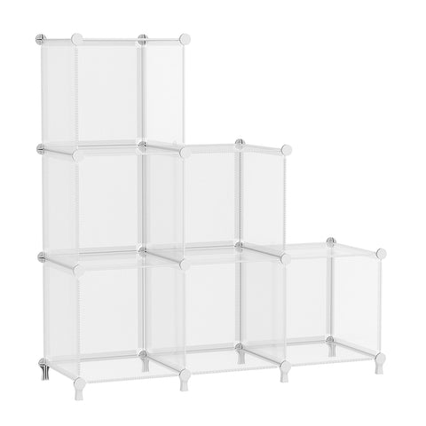 AWTATOS front view of clear 6-cube shelf showing organized storage benefit