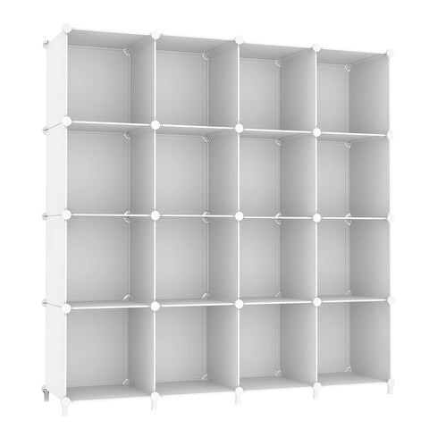 AWTATOS front view of 16-cube white organizer showing neat storage and accessibility