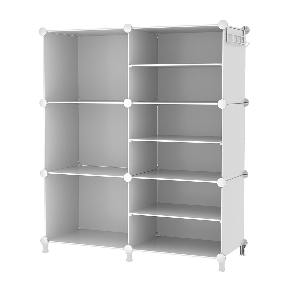 AWTATOS front view assembled showing clean white modular storage and quick setup benefit