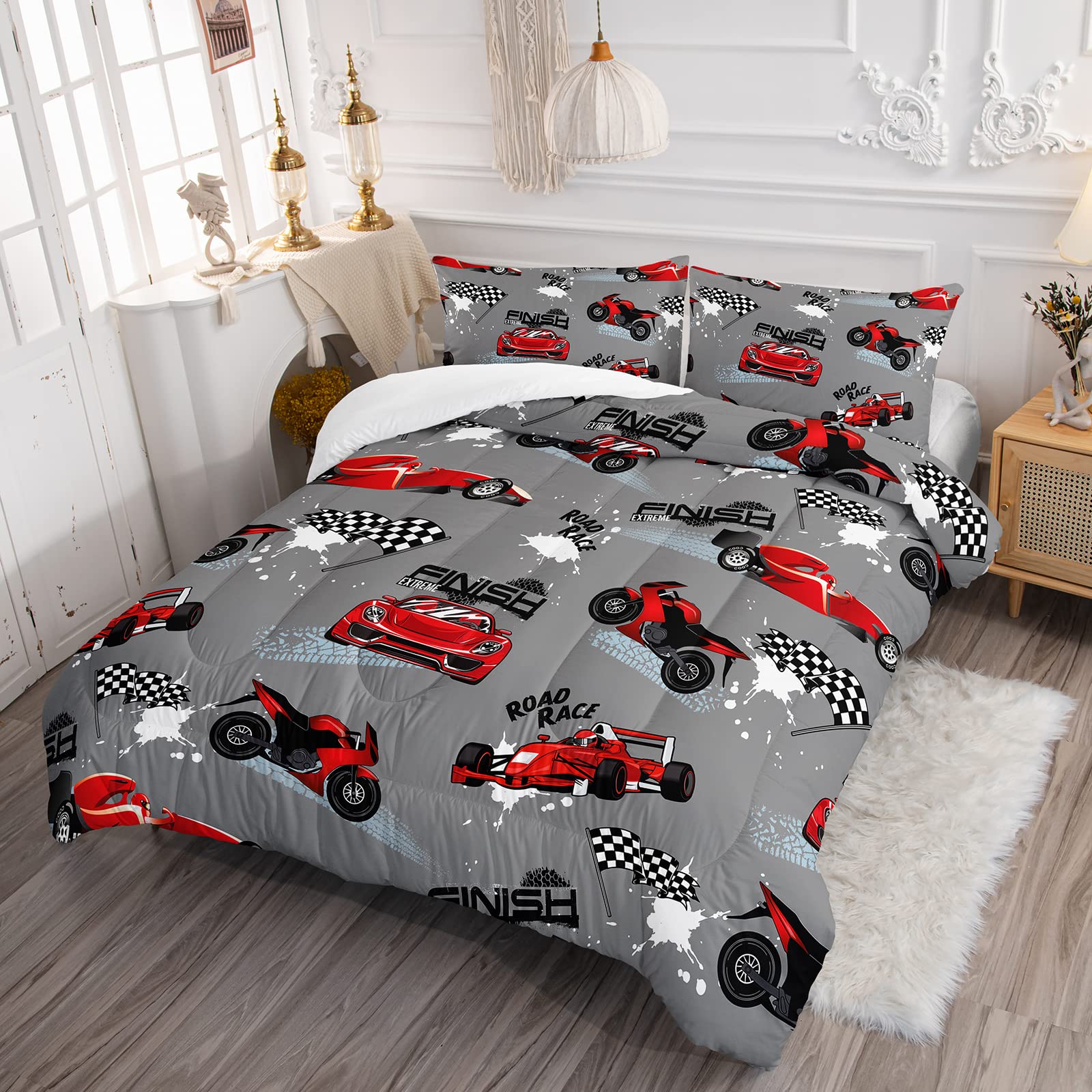 Axolotl close-up of racing car print showing vibrant colors and durability
