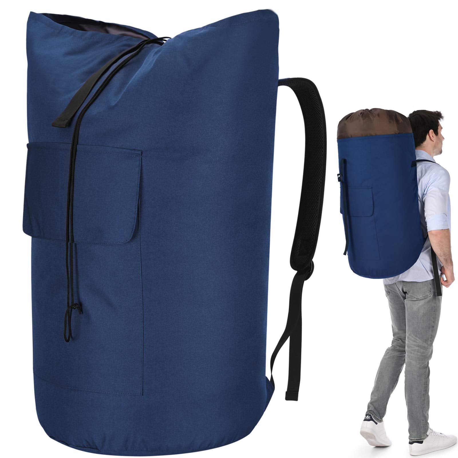 Ãzhido front view dark blue showing roomy capacity and durable fabric benefit