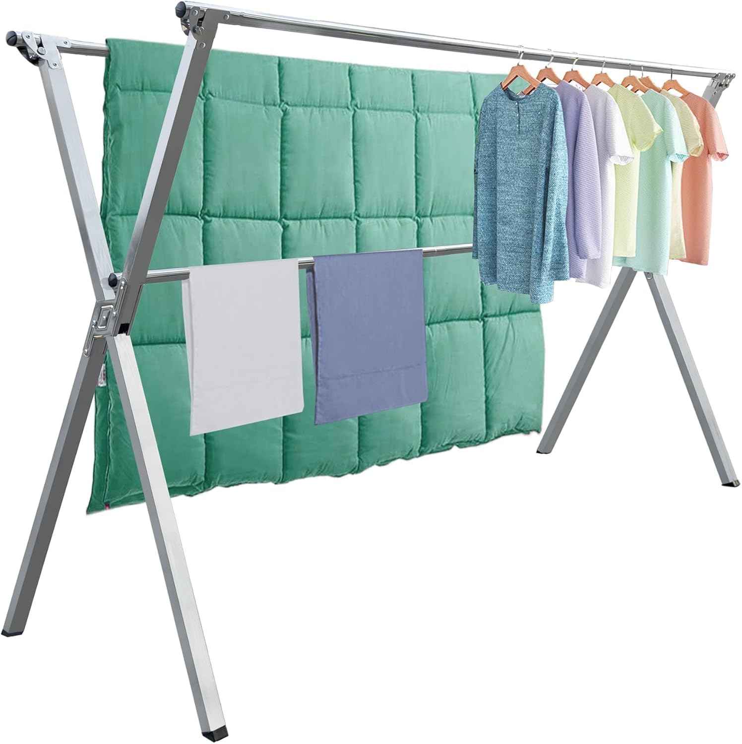 AZHZOLSK rack front view showing full capacity and organized drying