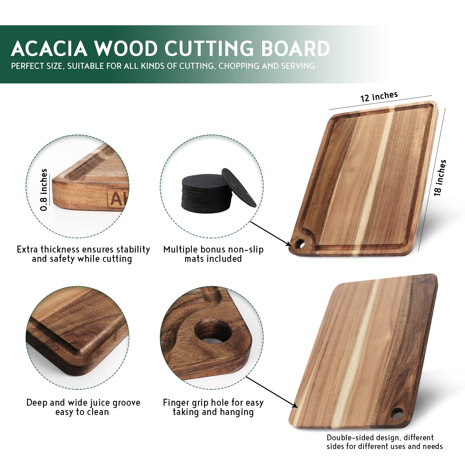 AZRHOM non-slip mats under board for stable, quiet chopping