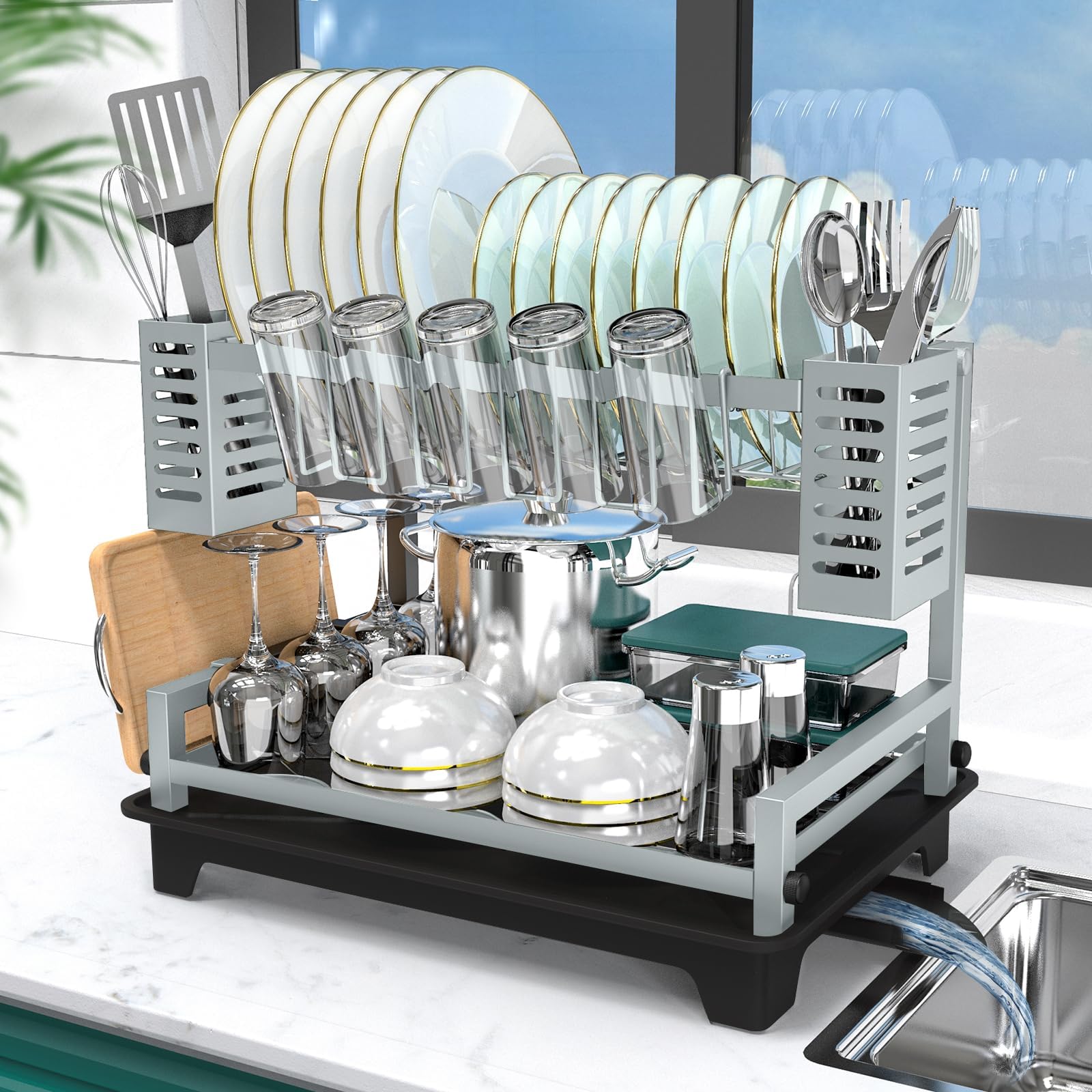 B-Land front view of rack showing full capacity and neat drying benefit