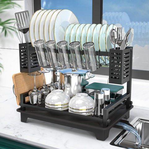 B-Land front view of rack showing full organized capacity and neat drying