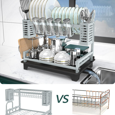 B-Land rack on kitchen counter demonstrating space-saving organization