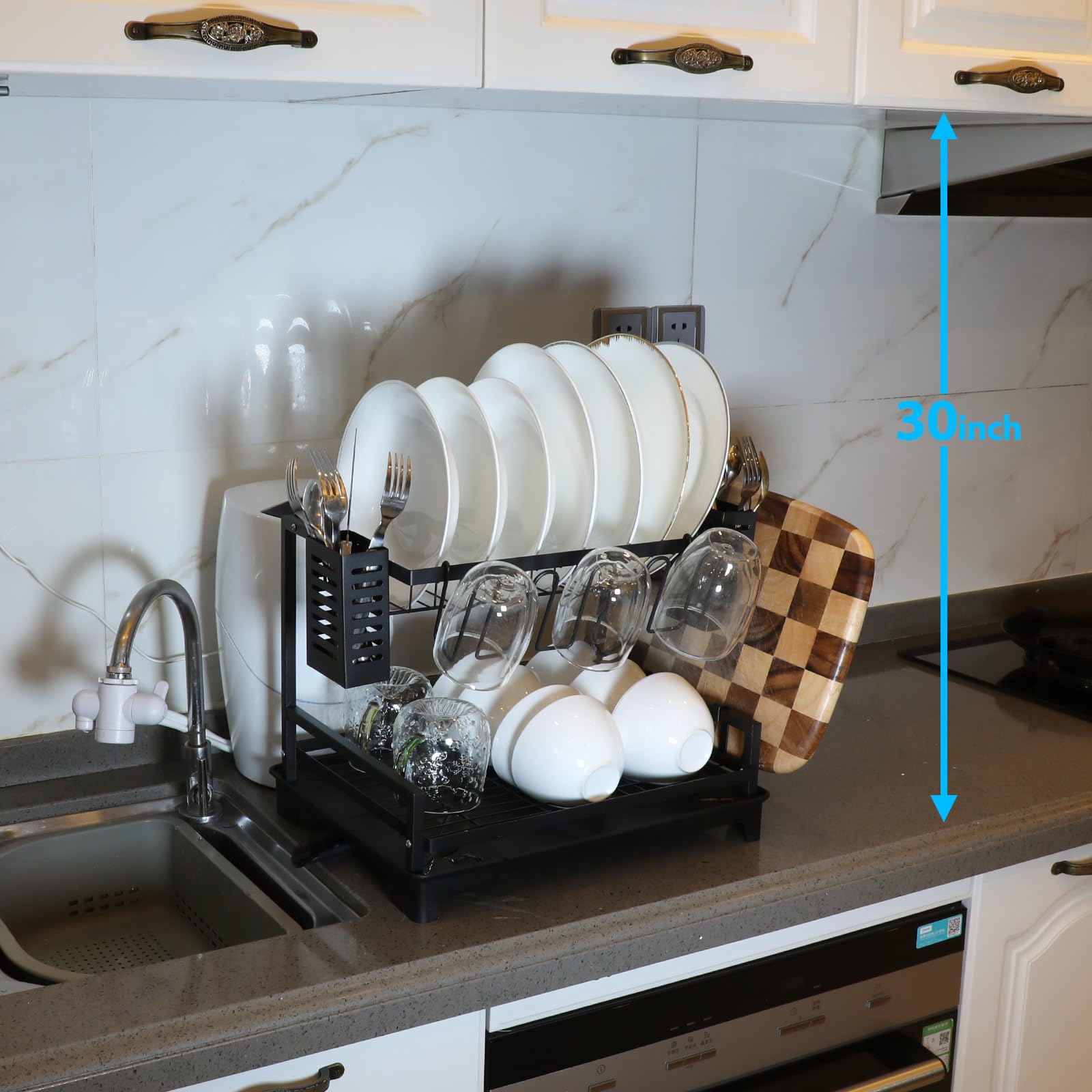 B-Land size comparison beside sink demonstrating compact countertop fit
