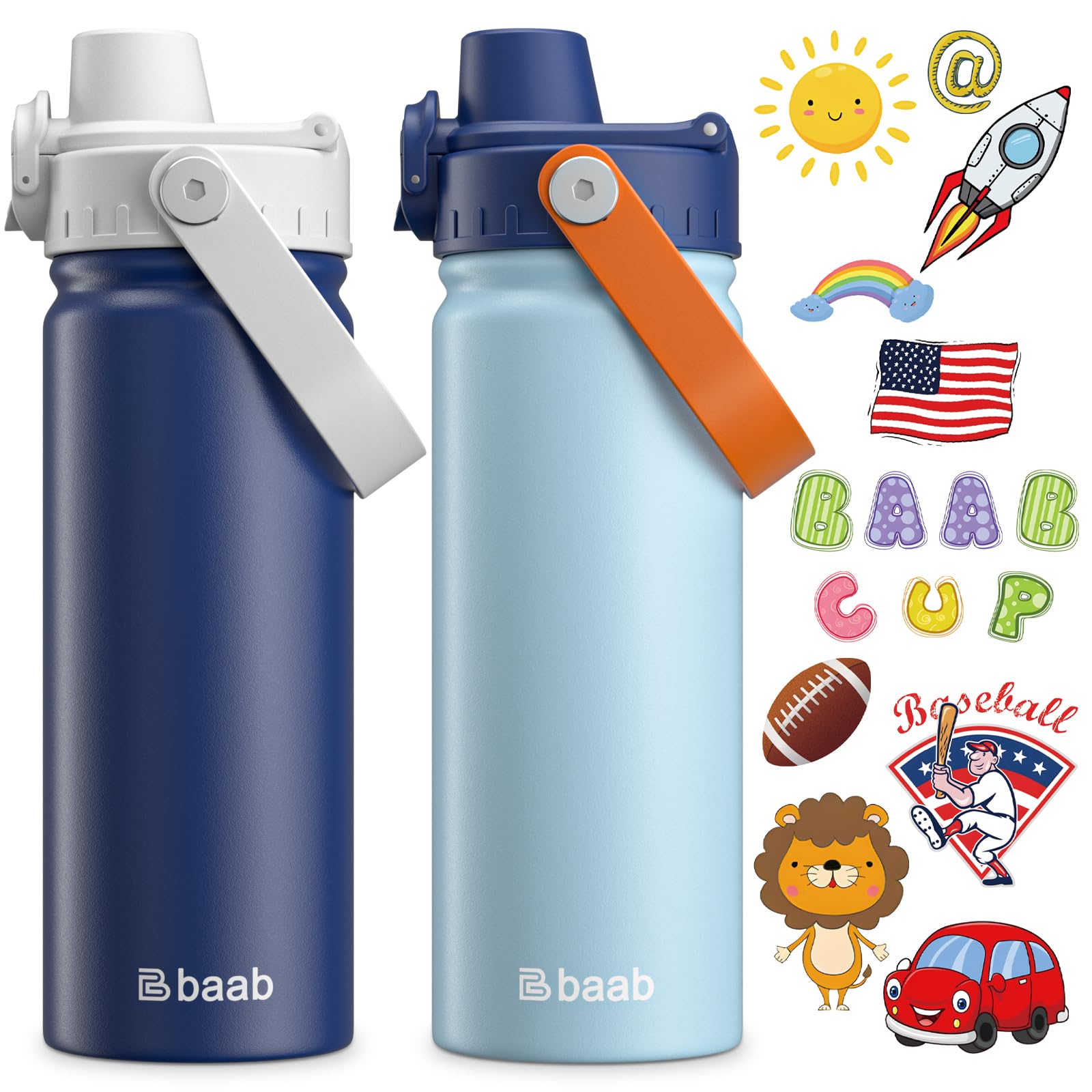 baab front view of 2-pack bottles showing colors and labels, easy identification benefit