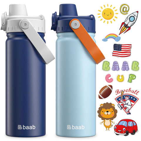 baab front view of 2-pack bottles showing colors and labels, easy identification benefit