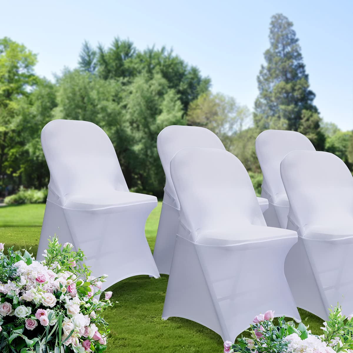 Babenest covered chair at reception table adding elegant clean backdrop