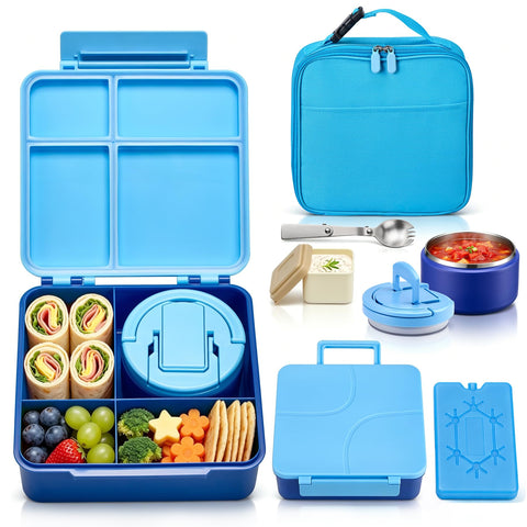 BABHAMNESS bento front view showing latch and four compartments for easy packing