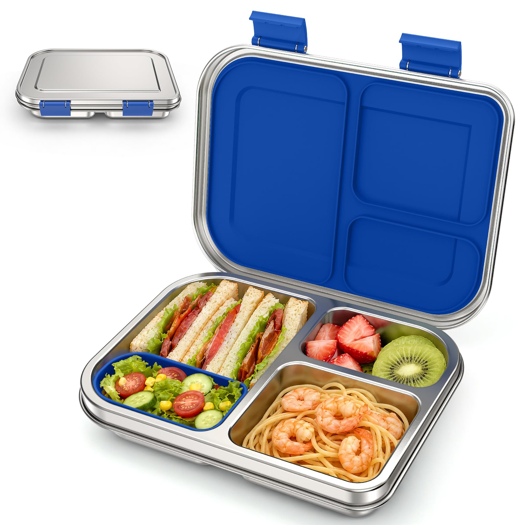 BABHAMNESS front view of bento box showing durable lid and compact shape for portability