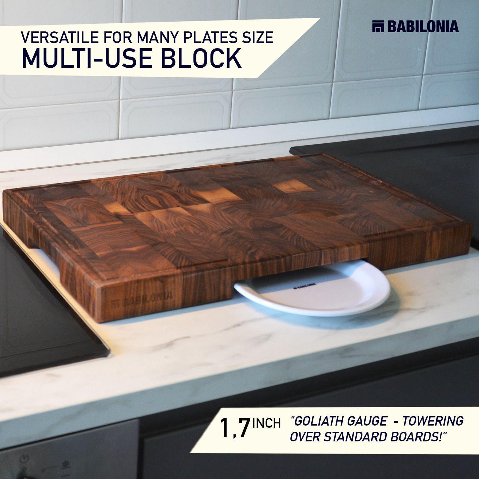 BABILONIA hidden handle detail for easy reversible serving and clean aesthetics