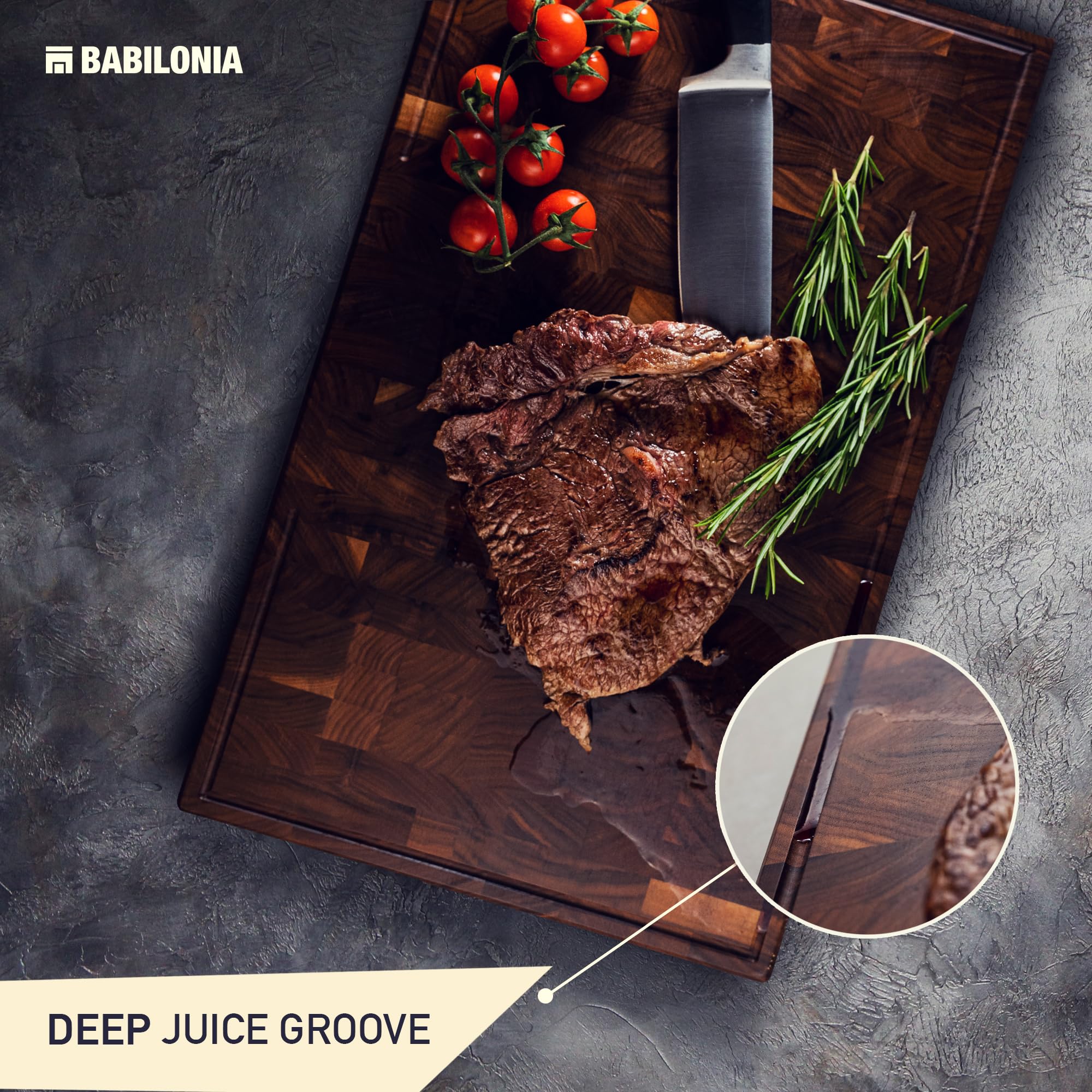 BABILONIA slide notch in use funneling chopped vegetables for effortless transfer