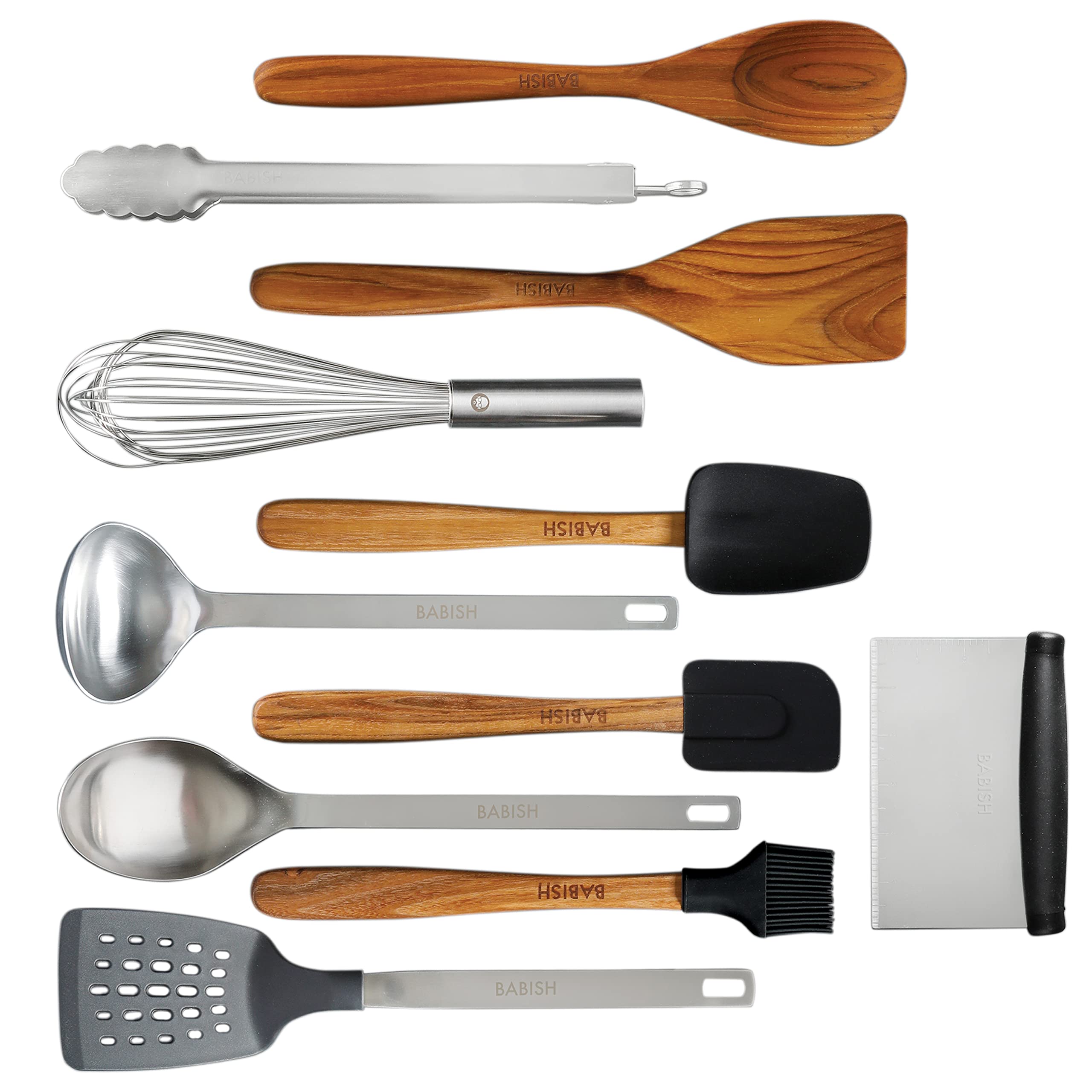 Babish front view of full 11-piece set showing cohesive design and storage benefit