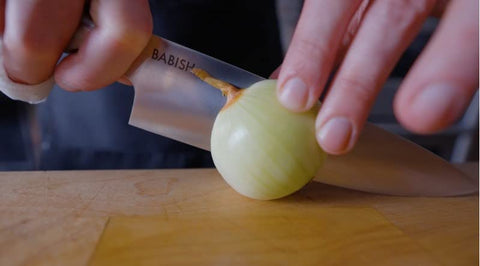 Babish knife chopping vegetables, control and speed benefit
