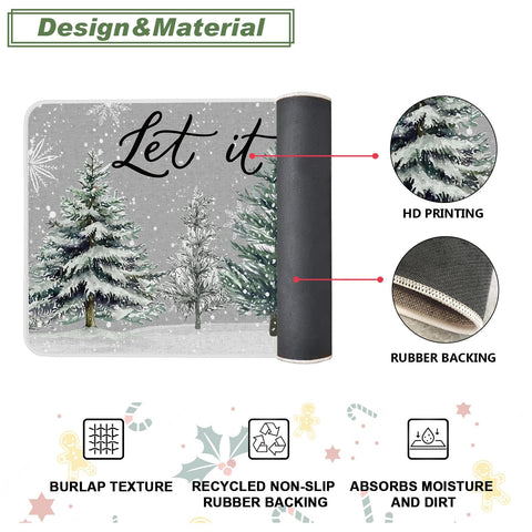 Baccessor mat styled in dining room adding holiday cozy farmhouse atmosphere