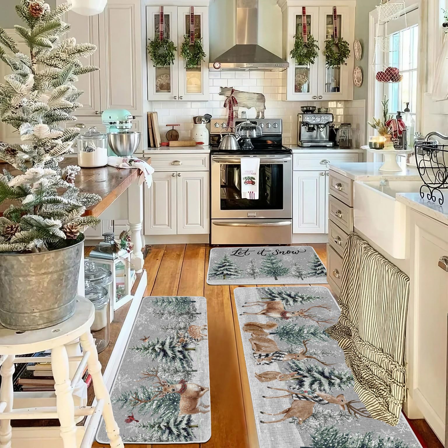 Baccessor mat placed in front of kitchen sink adding comfort and spill protection