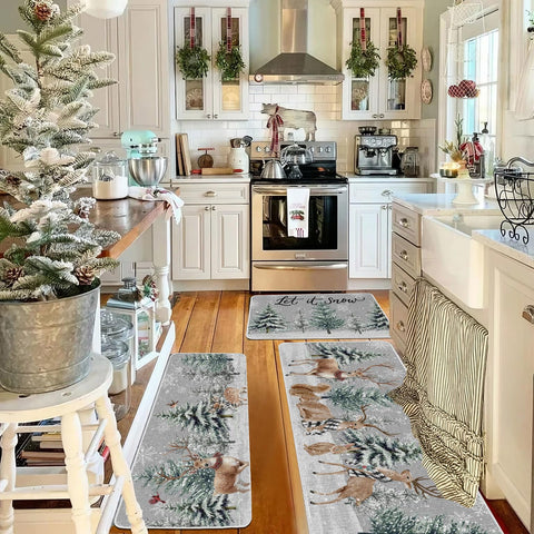 Baccessor mat placed in front of kitchen sink adding comfort and spill protection
