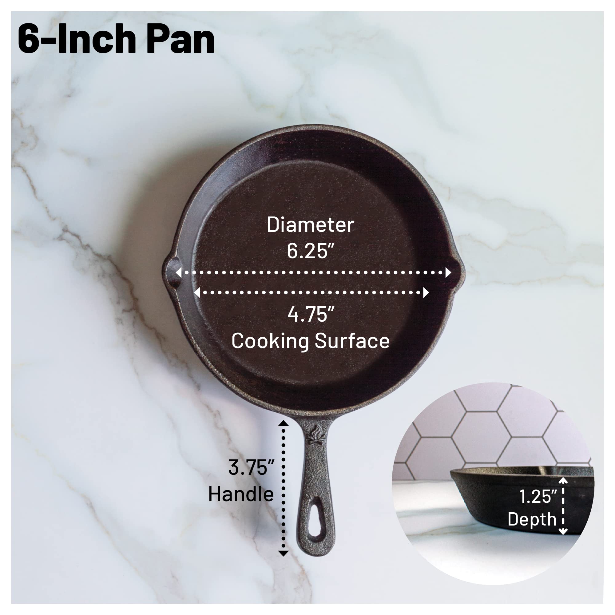 Backcountry Iron close-up of pre-seasoned cooking surface for improved nonstick performance