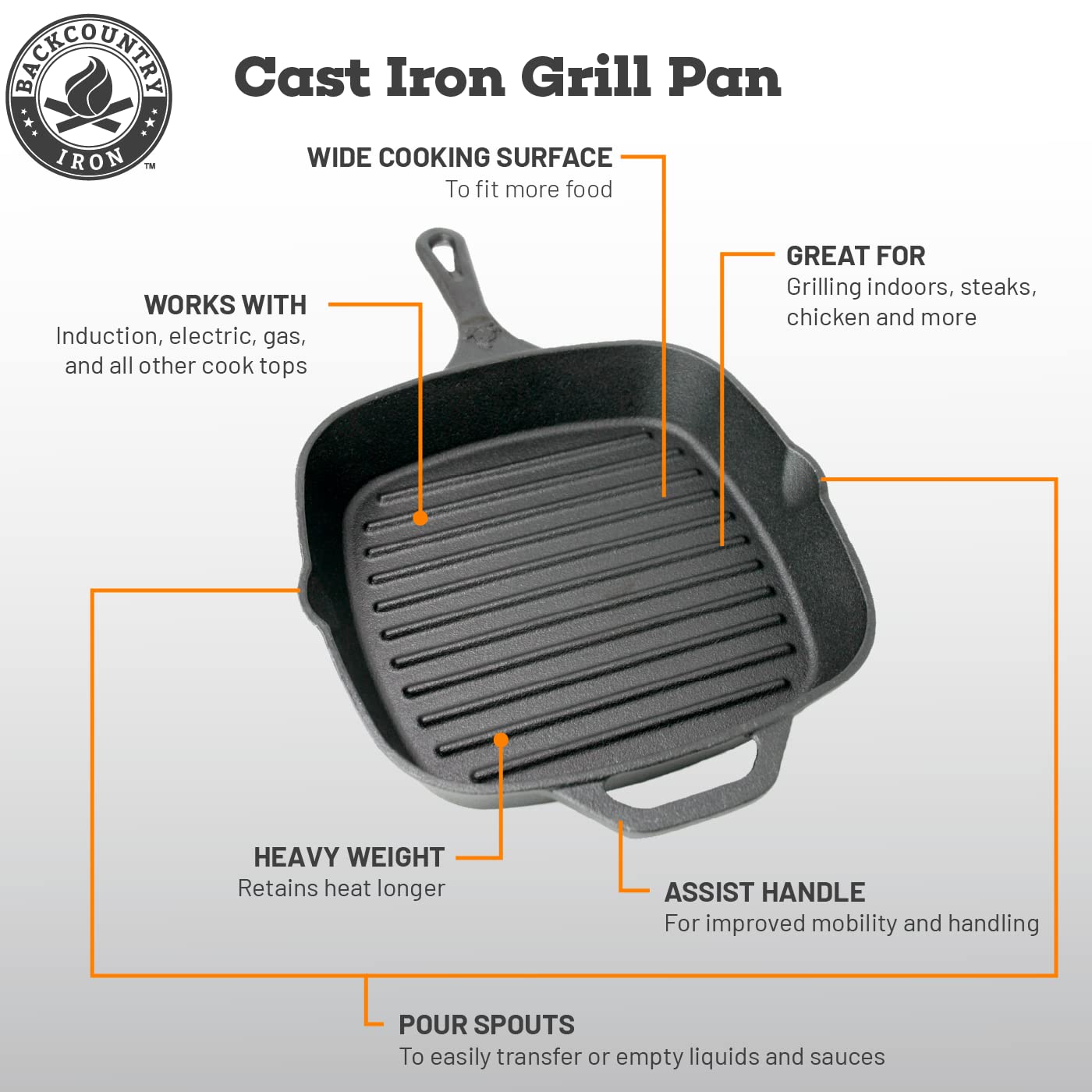 Backcountry Iron pan in oven with roasted dish demonstrating oven-safe versatility