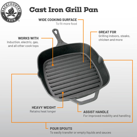 Backcountry Iron pan in oven with roasted dish demonstrating oven-safe versatility