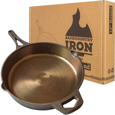 Backcountry Iron front view showing full 12 inch skillet for reliable cooking