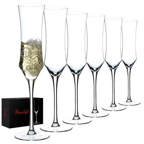 BACLIFE front packaging showing six crystal champagne flutes for elegant presentation