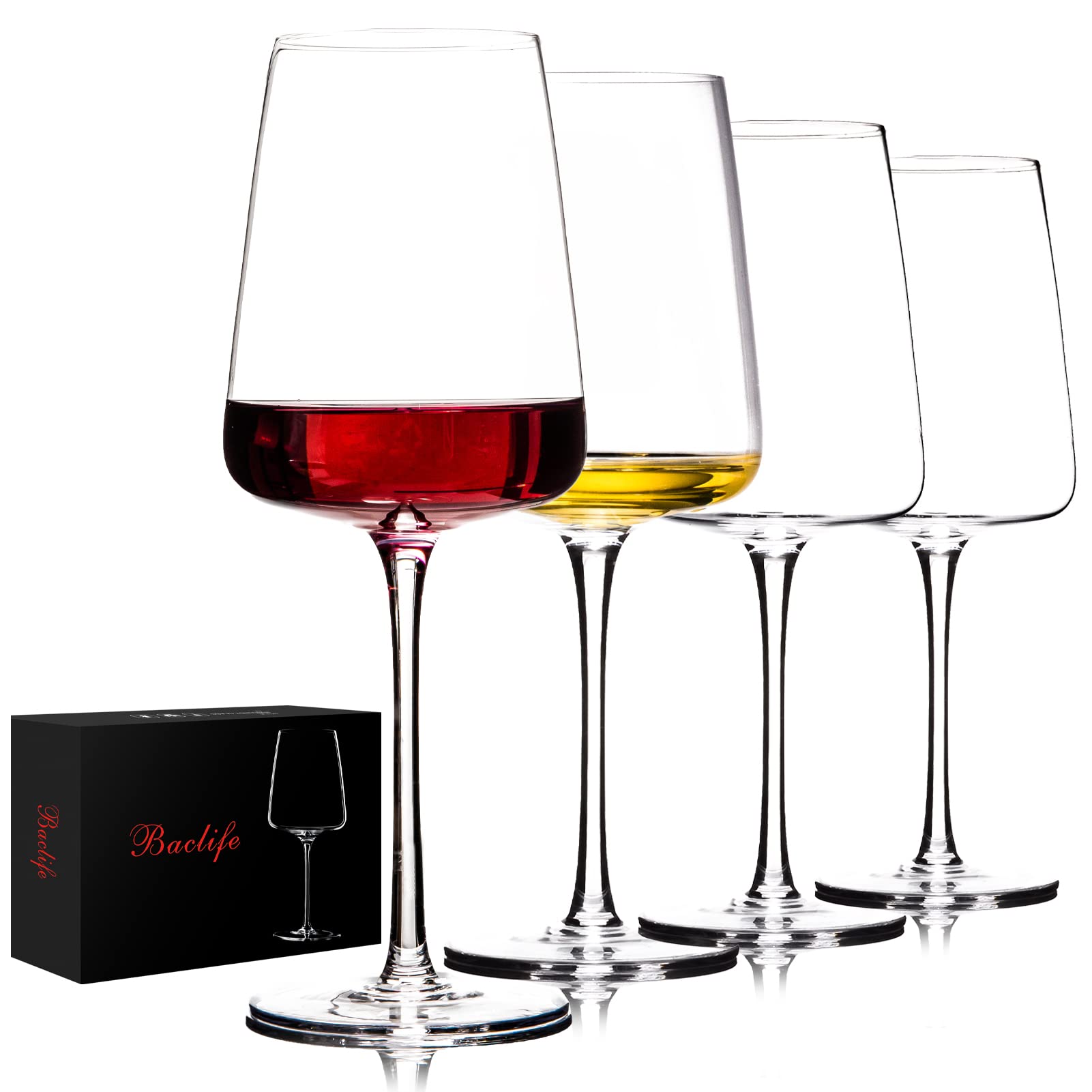 BACLIFE front view set of four glasses showing elegant presentation and gift appeal