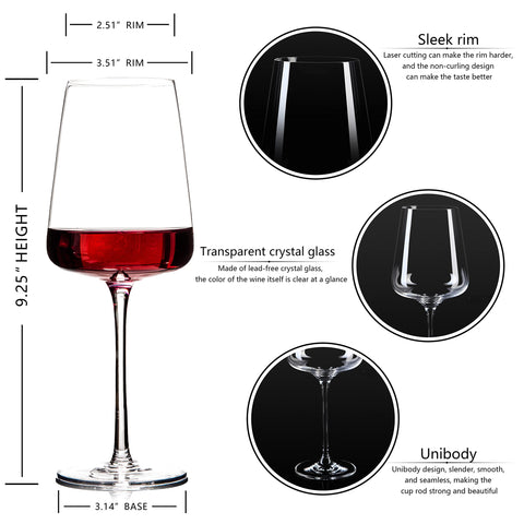 BACLIFE clear bowl detail highlighting crystal clarity and wine color visibility