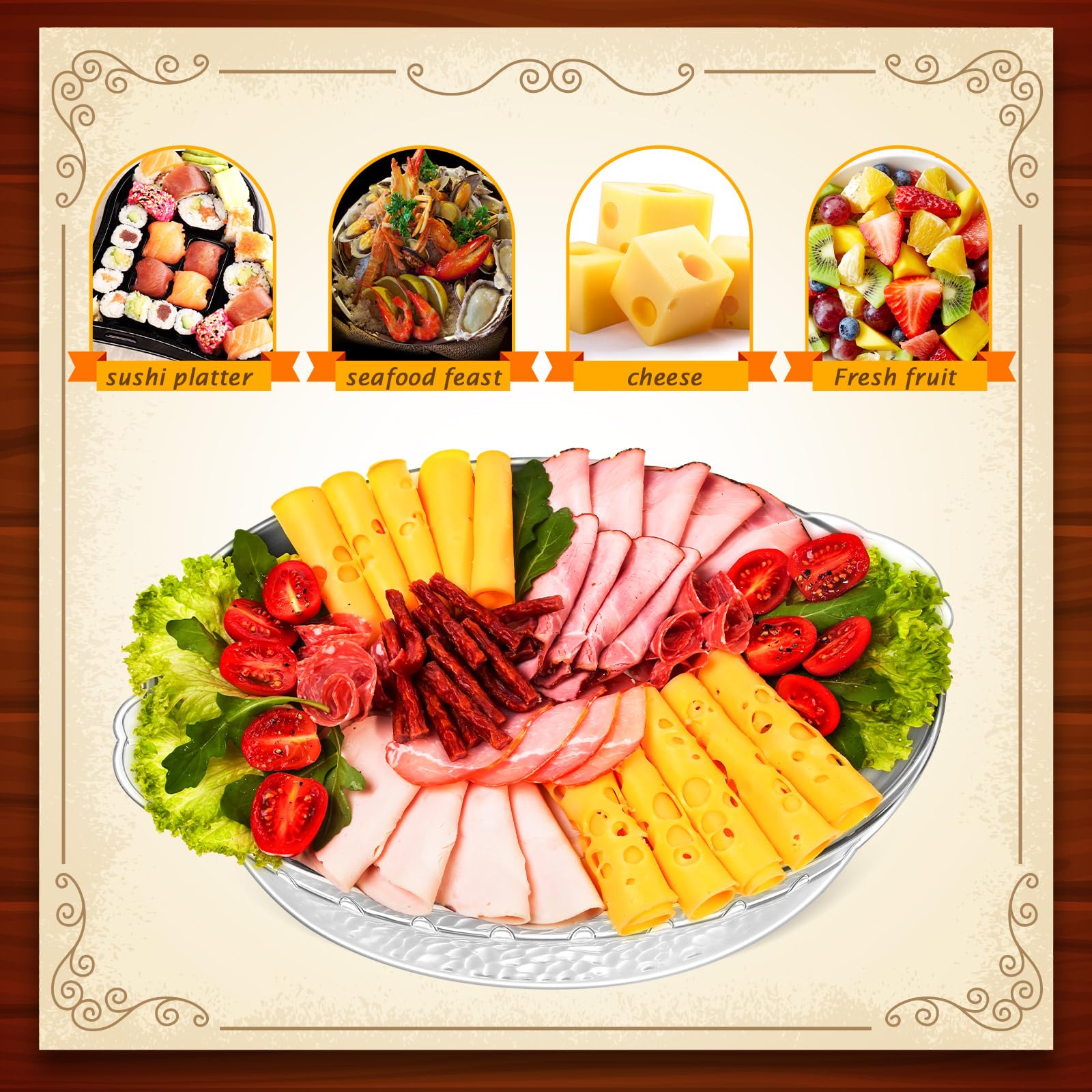 Baderke platter filled with cheeses and fruit demonstrating chilled presentation benefit